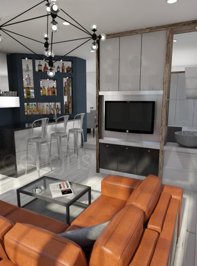 living room, fireplace, industrial design. , bar section, tv room, leather furniture, nook area.jpg